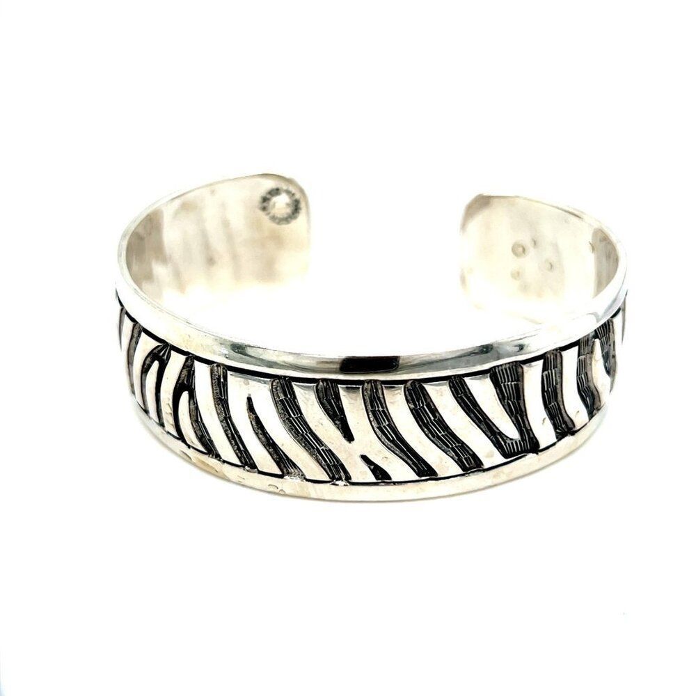 Sterling Silver 925 Mexico Animal Print Design Cuff‎